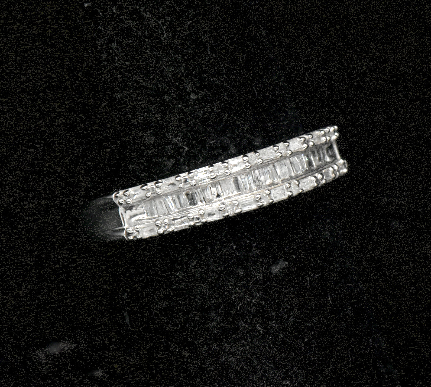 Vintage Baguette Diamonds Sterling Silver Band - Size 7
