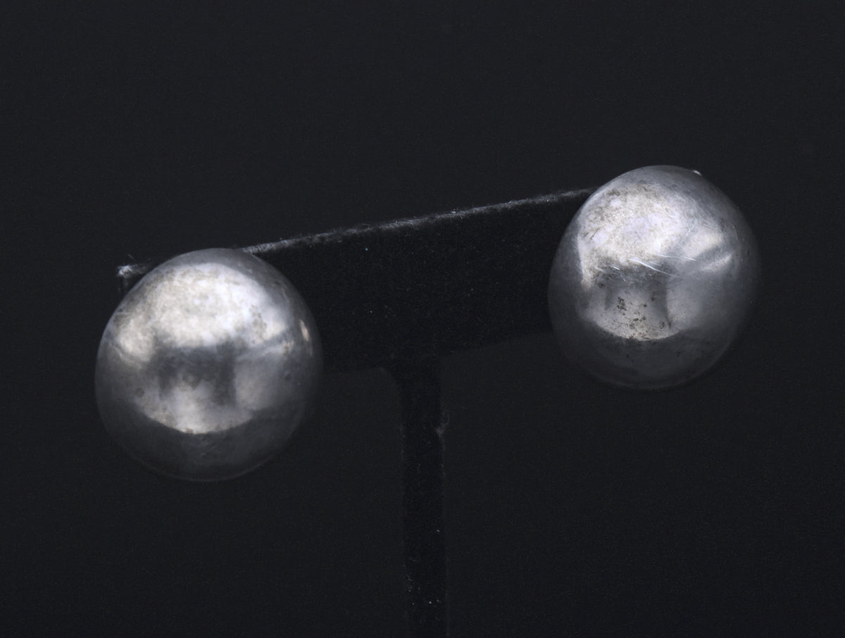 Vintage Handmade Sterling Silver Dome Earrings