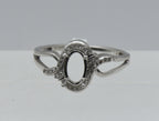 NOS Sterling Silver Diamonds 7x5mm Oval Semi-Mount Ring - Size 9