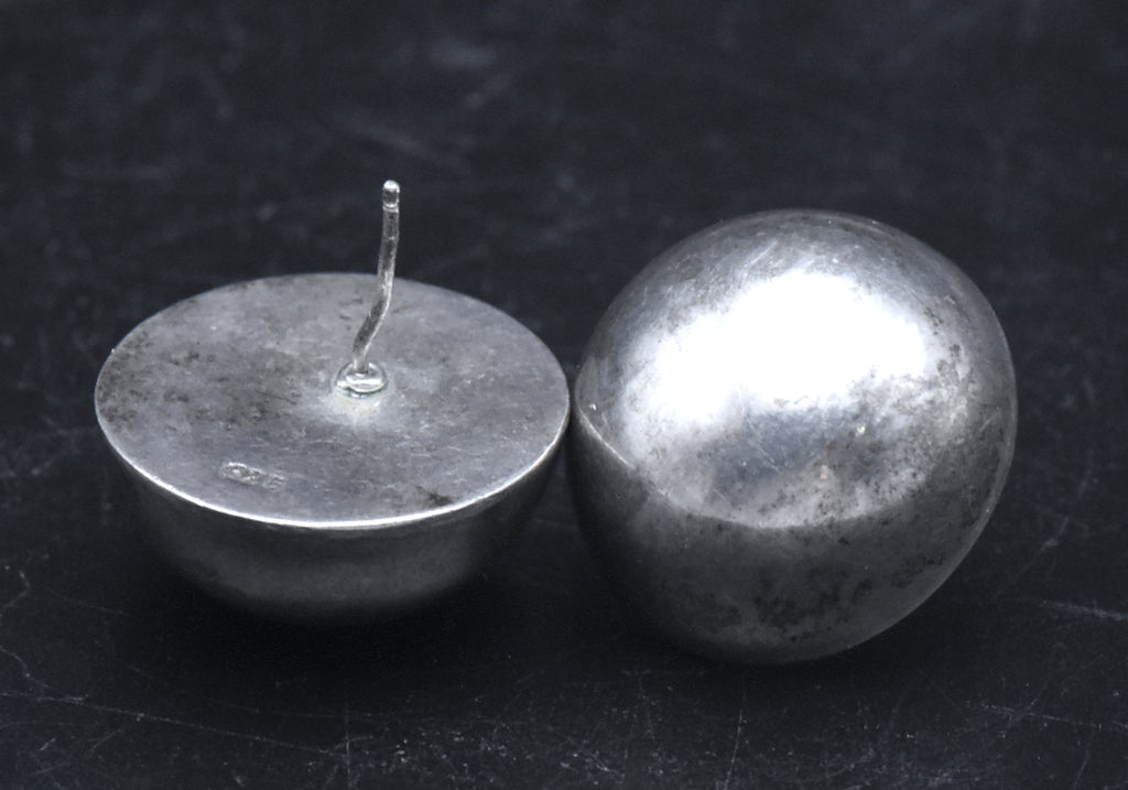 Vintage Handmade Sterling Silver Dome Earrings