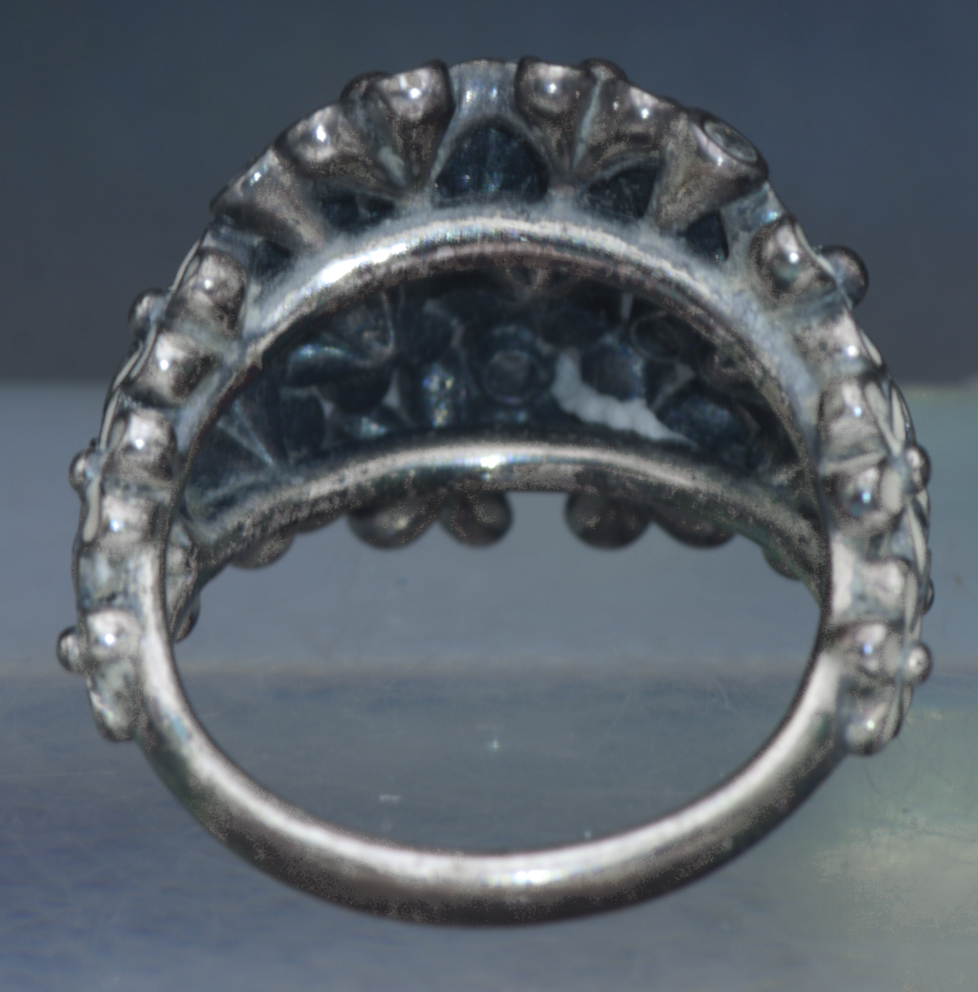 Pandora - Vintage Sterling Silver CZ Floral Dome Ring - Size 6