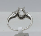NOS Sterling Silver Diamonds 7x5mm Oval Semi-Mount Ring - Size 9