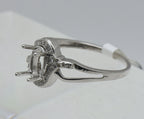 NOS Sterling Silver Diamonds 7x5mm Oval Semi-Mount Ring - Size 9