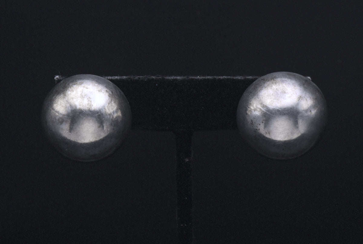 Vintage Handmade Sterling Silver Dome Earrings