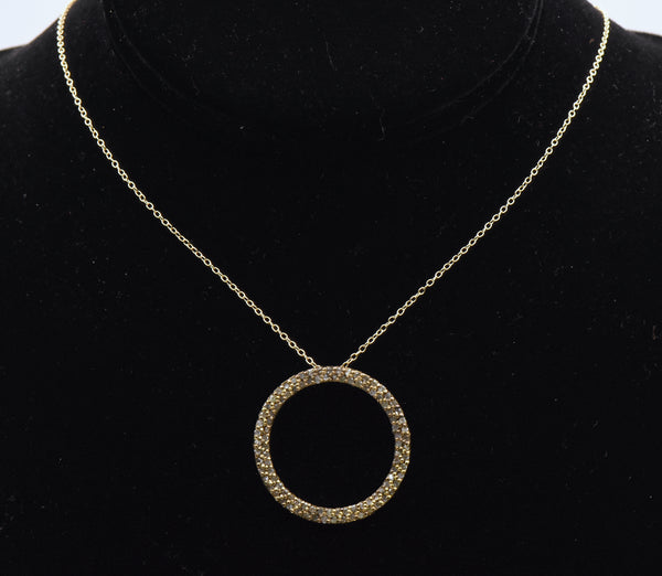 Vermeil Diamonds Hoop Pendant Chain Necklace - 18"