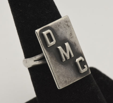 Vintage Handmade Sterling Silver Adjustable Size Monogram "DMC" Ring