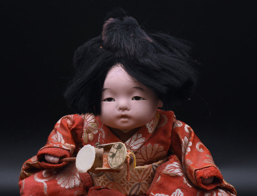 Vintage Ceramic Japanese Doll on Cushion - AS IS