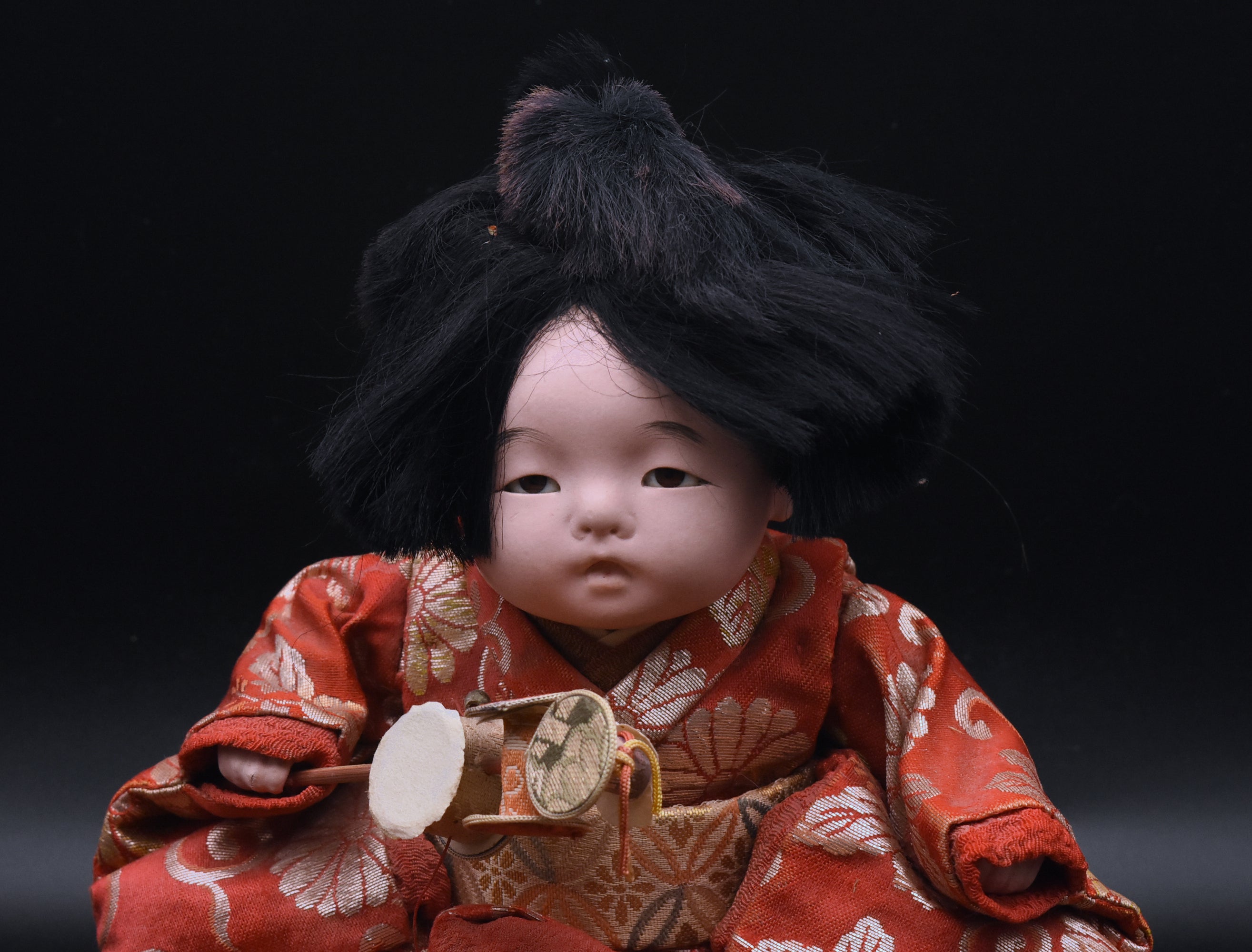 Vintage Ceramic Japanese Doll on Cushion - AS IS
