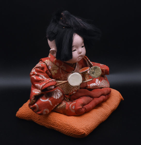 Vintage Ceramic Japanese Doll on Cushion - AS IS