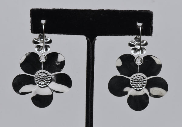 Vintage Italian Sterling Silver Dogwood Flower Earrings