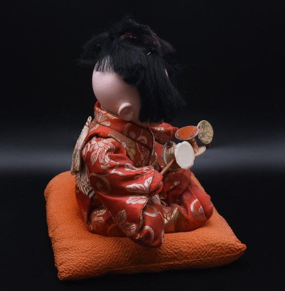 Vintage Ceramic Japanese Doll on Cushion - AS IS