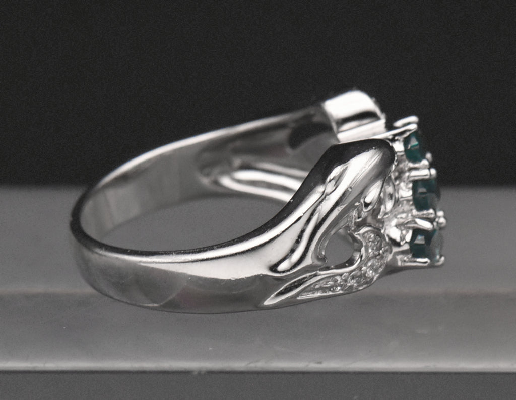 Sterling Silver and Crystal Dolphin Ring - Size 7.5