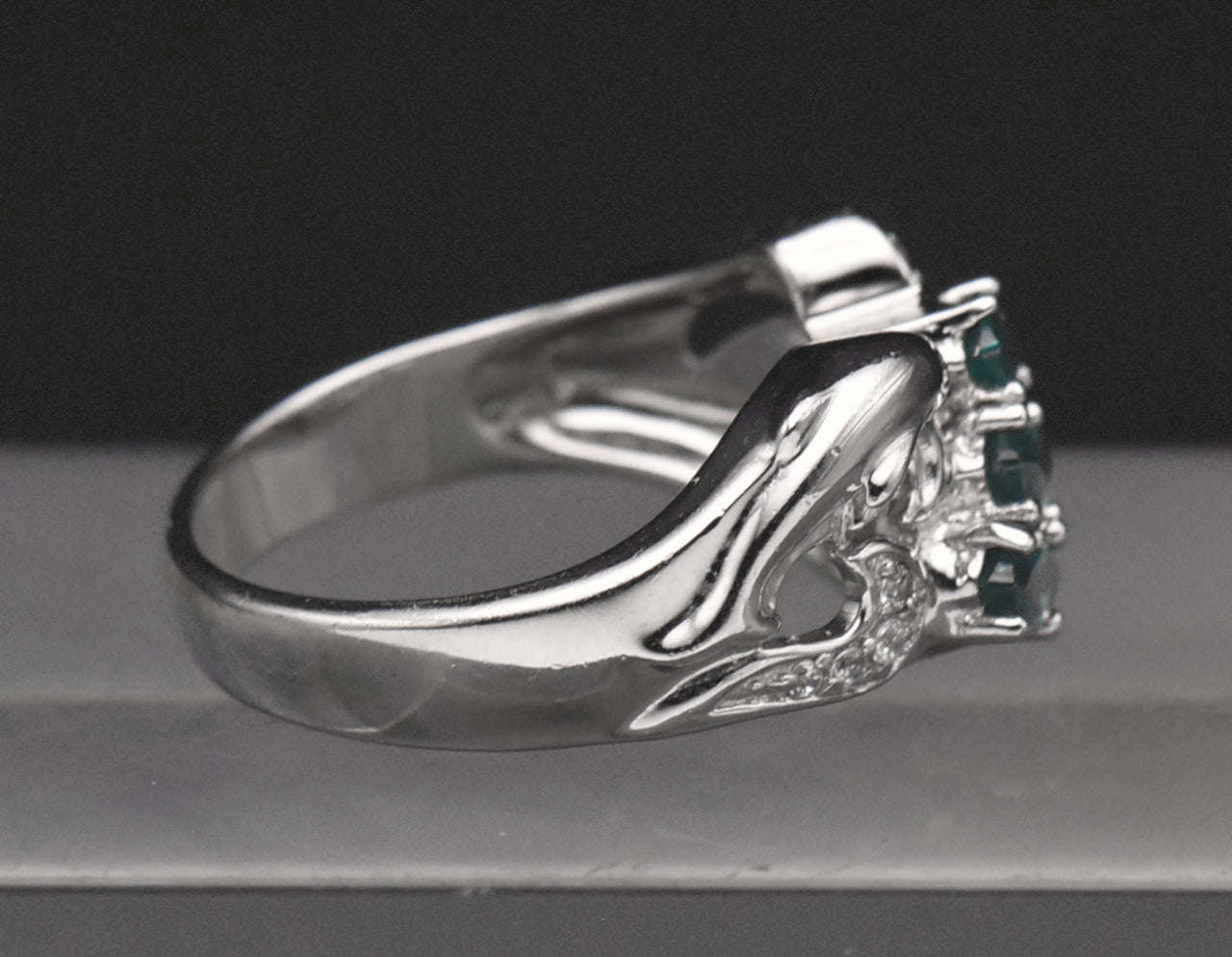 Sterling Silver and Crystal Dolphin Ring - Size 7.5