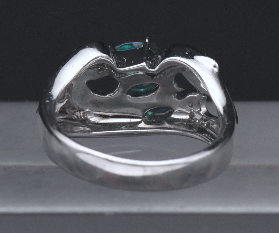 Sterling Silver and Crystal Dolphin Ring - Size 7.5