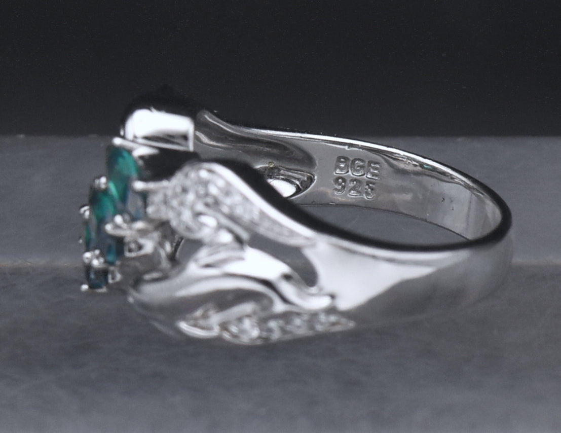 Sterling Silver and Crystal Dolphin Ring - Size 7.5