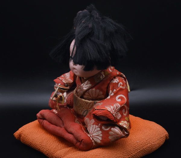 Vintage Ceramic Japanese Doll on Cushion - AS IS