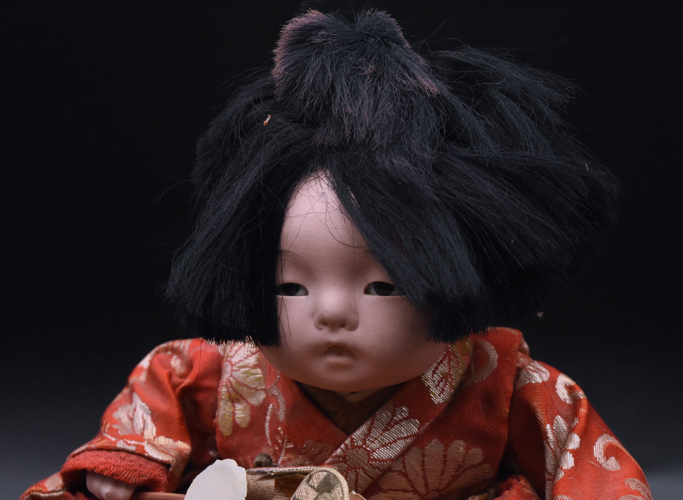 Vintage Ceramic Japanese Doll on Cushion - AS IS