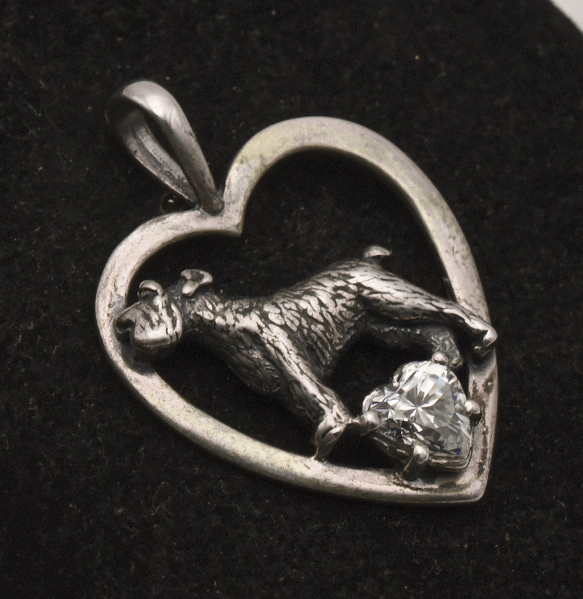 Kabana - Sterling Silver Cubic Zirconia Dog Heart Pendant