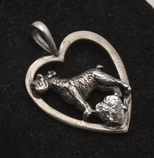 Kabana - Sterling Silver Cubic Zirconia Dog Heart Pendant