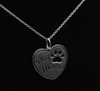 Vintage Sterling Silver "Dog Mom" Heart Pendant Necklace - 19"