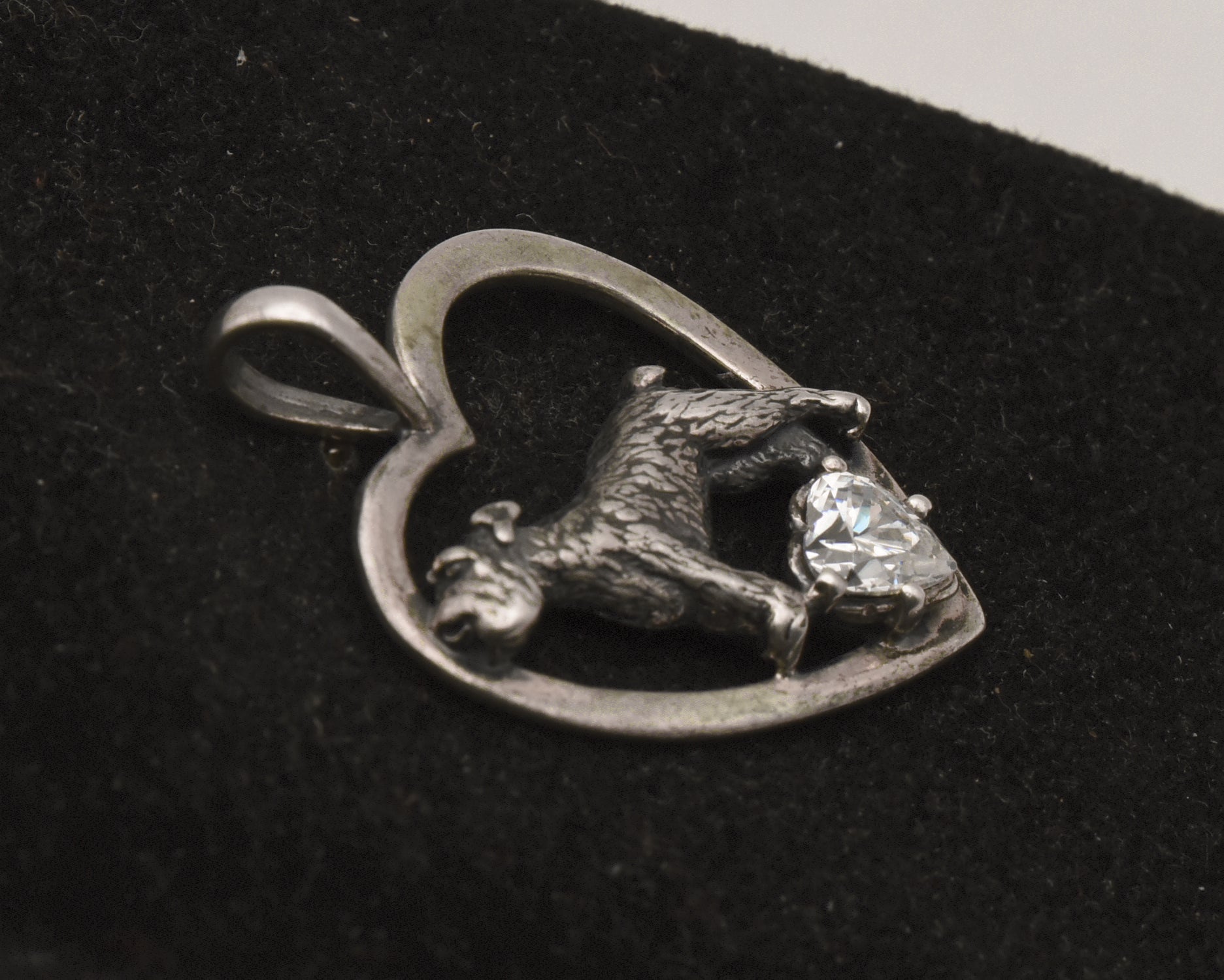 Kabana - Sterling Silver Cubic Zirconia Dog Heart Pendant