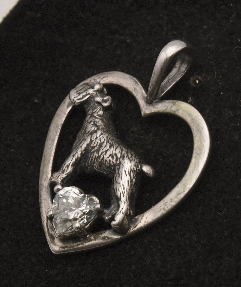 Kabana - Sterling Silver Cubic Zirconia Dog Heart Pendant