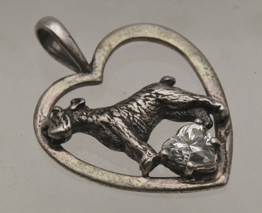 Kabana - Sterling Silver Cubic Zirconia Dog Heart Pendant