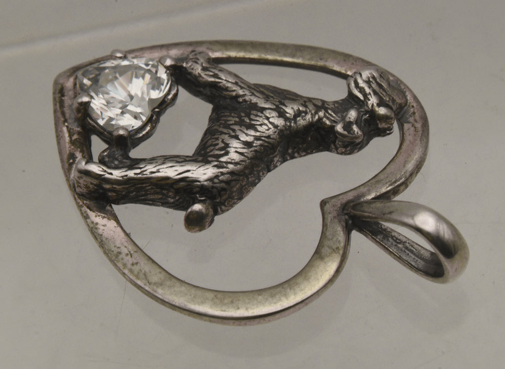 Kabana - Sterling Silver Cubic Zirconia Dog Heart Pendant
