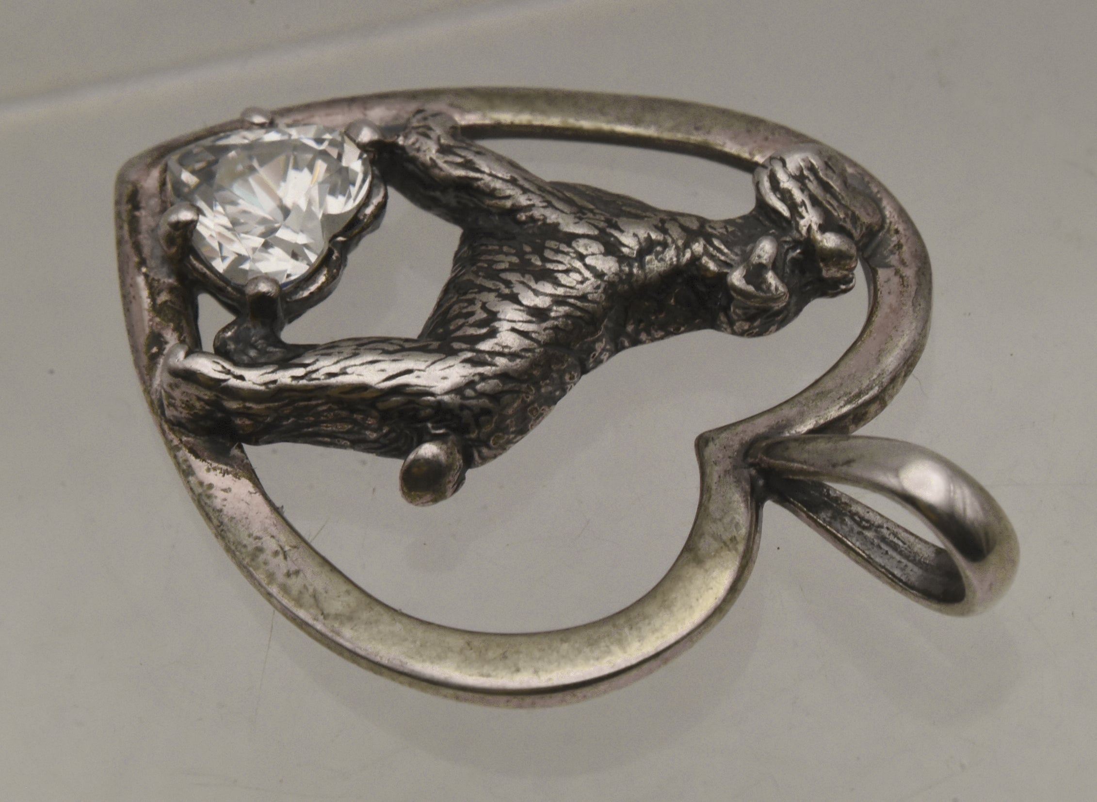 Kabana - Sterling Silver Cubic Zirconia Dog Heart Pendant