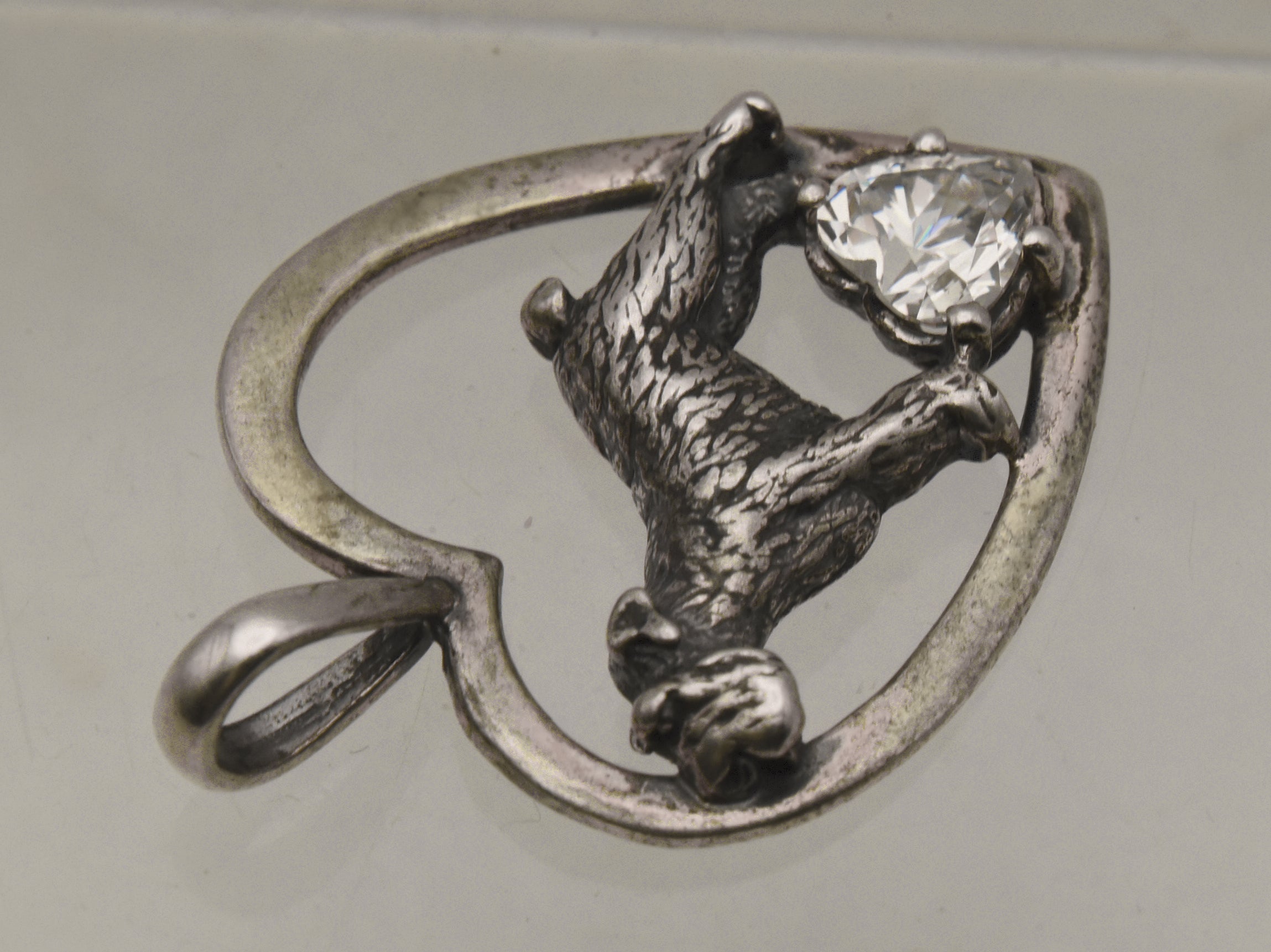 Kabana - Sterling Silver Cubic Zirconia Dog Heart Pendant