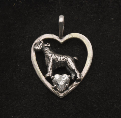 Kabana - Sterling Silver Cubic Zirconia Dog Heart Pendant