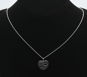 Vintage Sterling Silver "Dog Mom" Heart Pendant Necklace - 19"