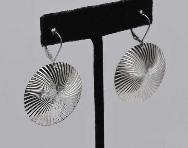 Vintage Sterling Silver Spiral Dome Dangle Earrings