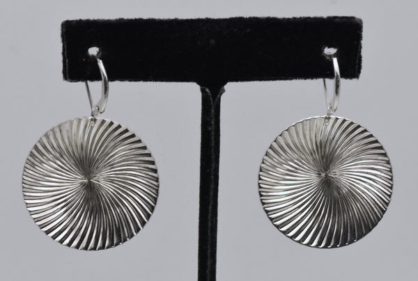 Vintage Sterling Silver Spiral Dome Dangle Earrings