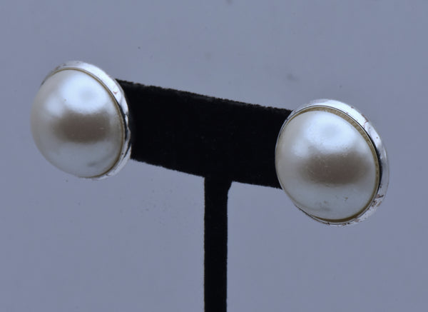 Vintage Large Faux Pearl Stud Earrings