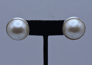 Vintage Large Faux Pearl Stud Earrings