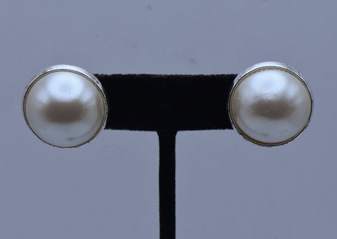 Vintage Large Faux Pearl Stud Earrings