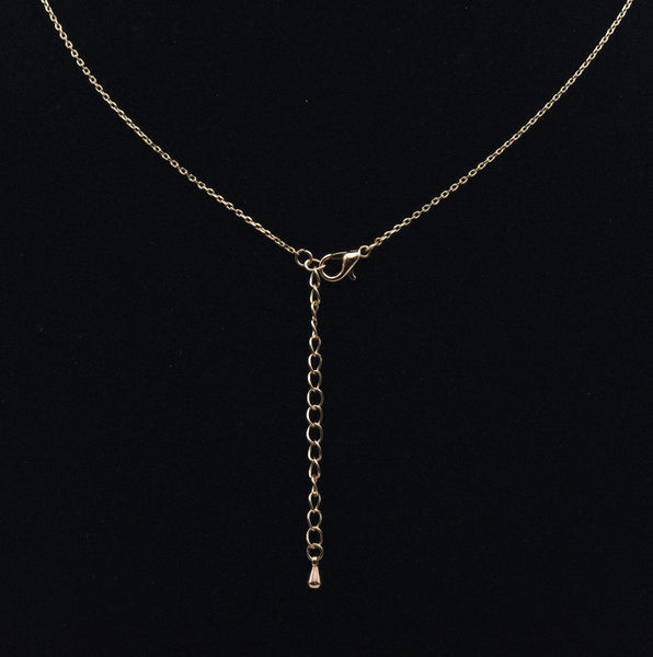 Rose Gold Tone Double Heart Rhinestones Pendant on Rose Gold Tone Chain Necklace