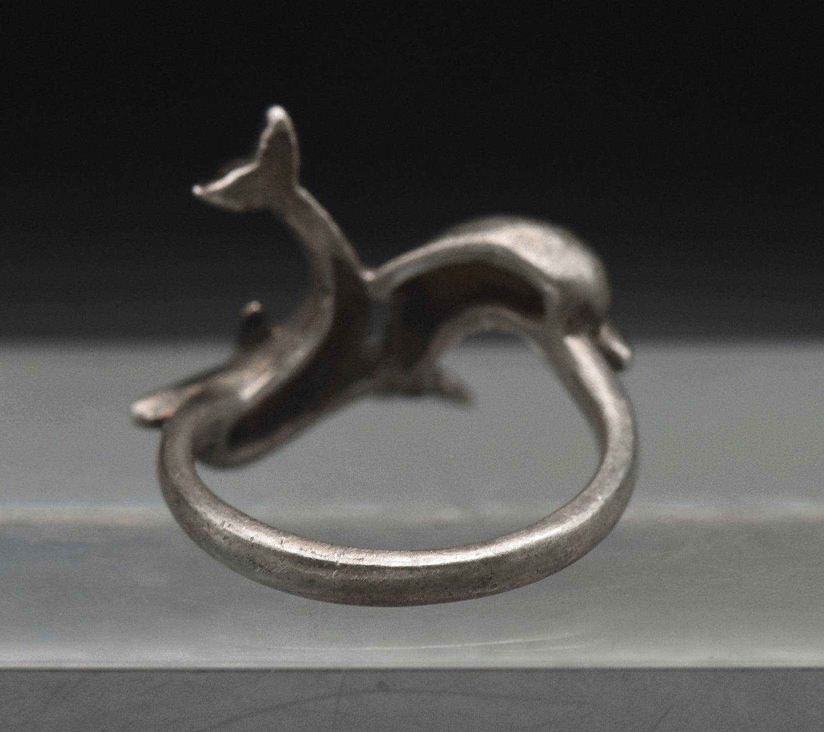 Vintage Sterling Silver Dolphins Band - Size 5.75