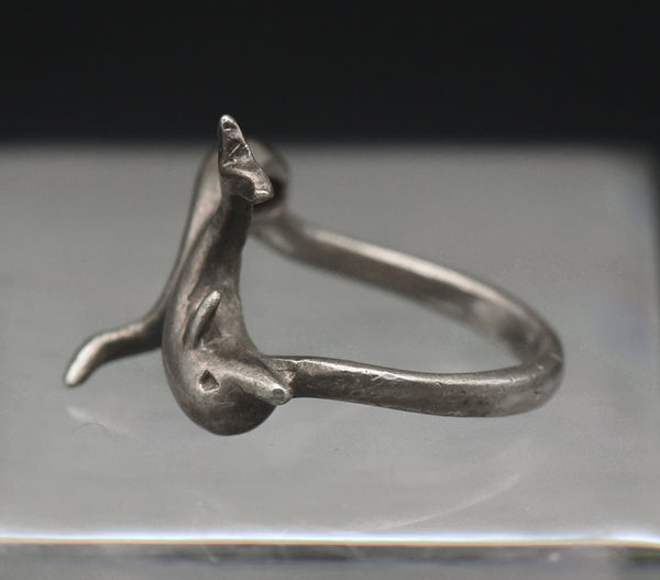 Vintage Sterling Silver Dolphins Band - Size 5.75