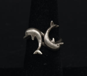 Vintage Sterling Silver Dolphins Band - Size 5.75