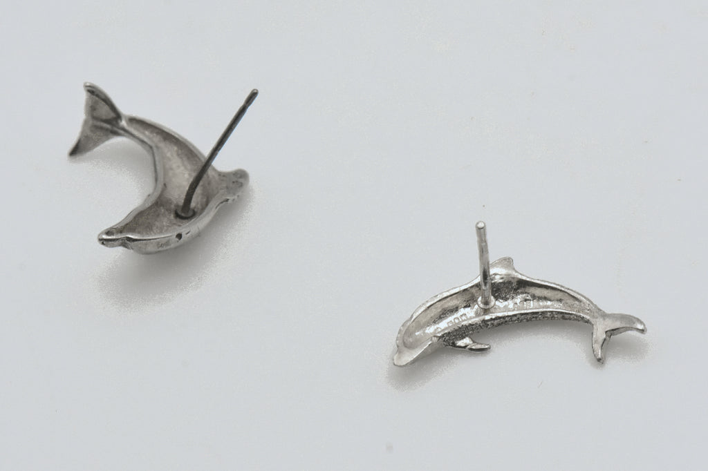 MISMATCHED Vintage Sterling Silver Dolphin Stud Earrings