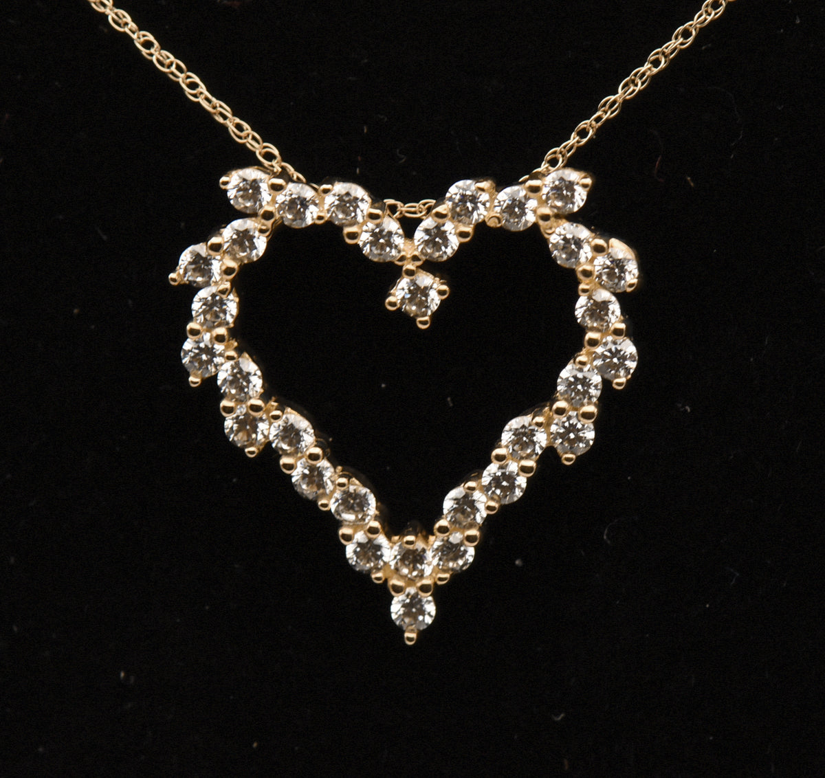 14K Gold Diamonique CZ Heart Pendant on 14K Gold Chain Necklace - 18"