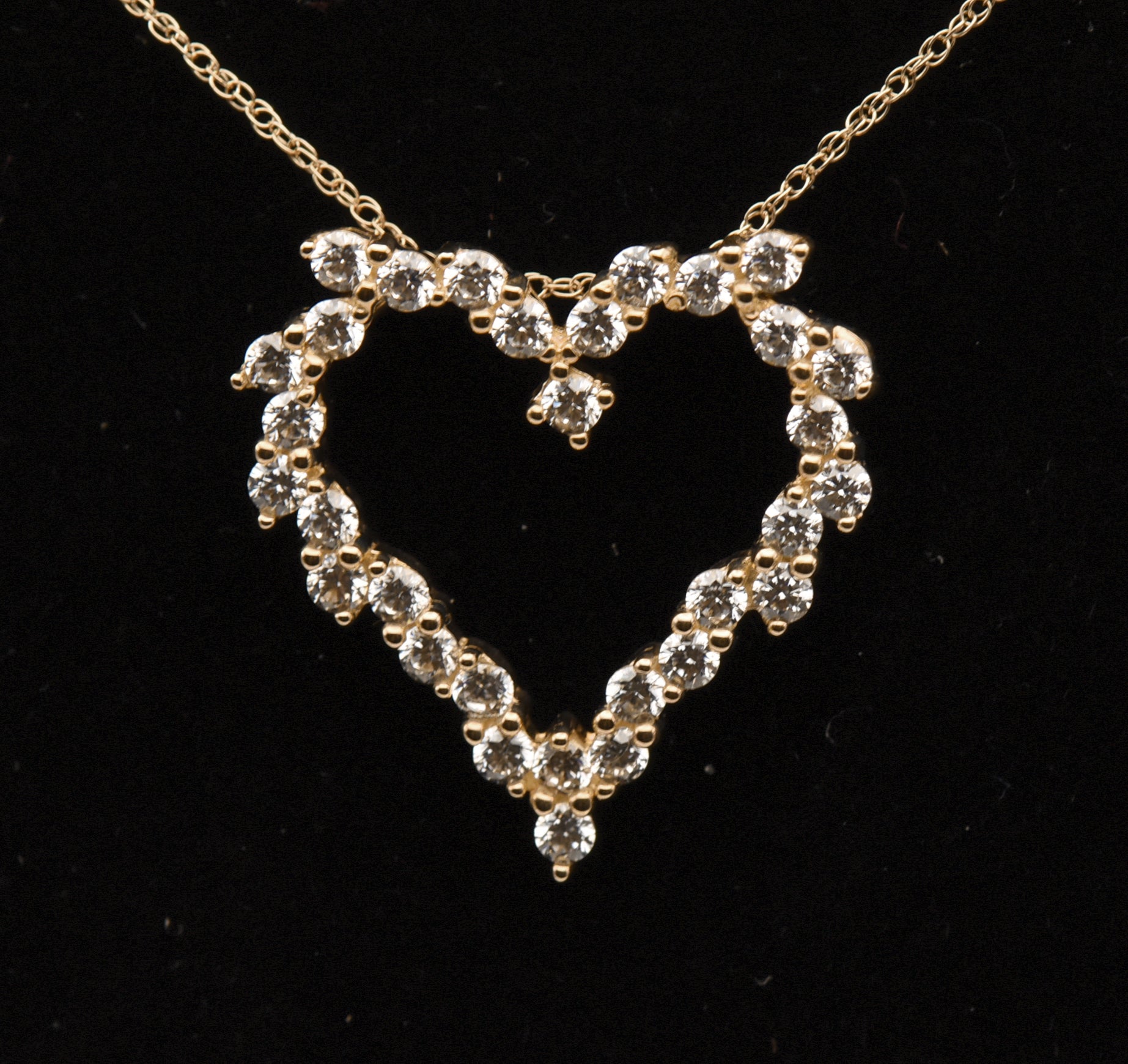 14K Gold Diamonique CZ Heart Pendant on 14K Gold Chain Necklace - 18"
