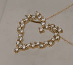 14K Gold Diamonique CZ Heart Pendant on 14K Gold Chain Necklace - 18"