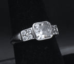 Diamonique - Sterling Silver Asscher Cut Cubic Zirconia Ring