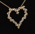14K Gold Diamonique CZ Heart Pendant on 14K Gold Chain Necklace - 18"