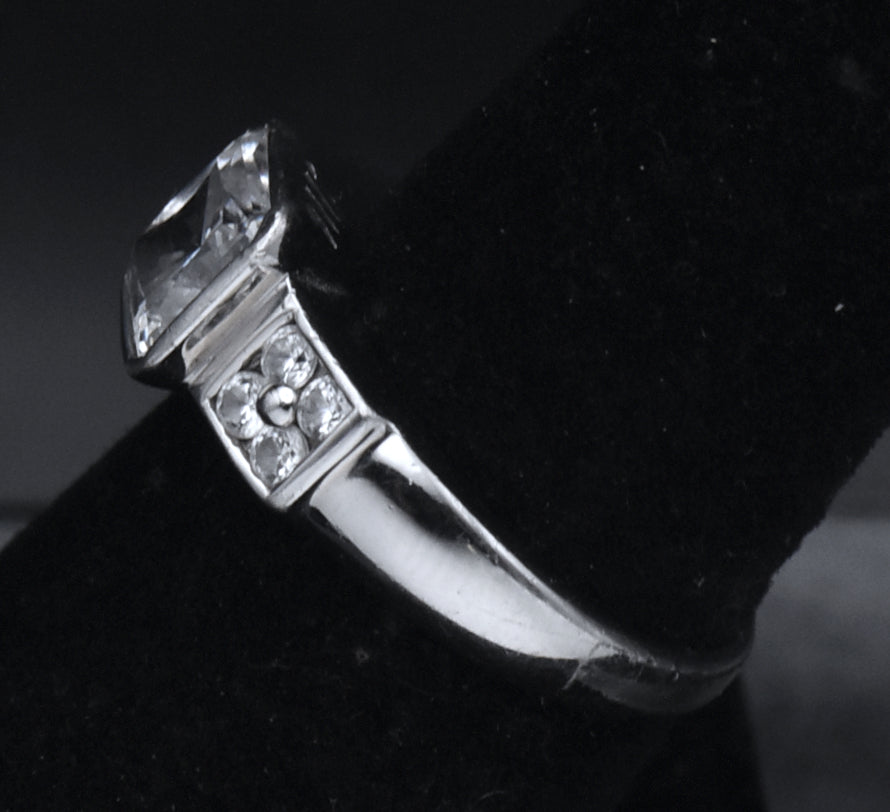 Diamonique - Sterling Silver Asscher Cut Cubic Zirconia Ring