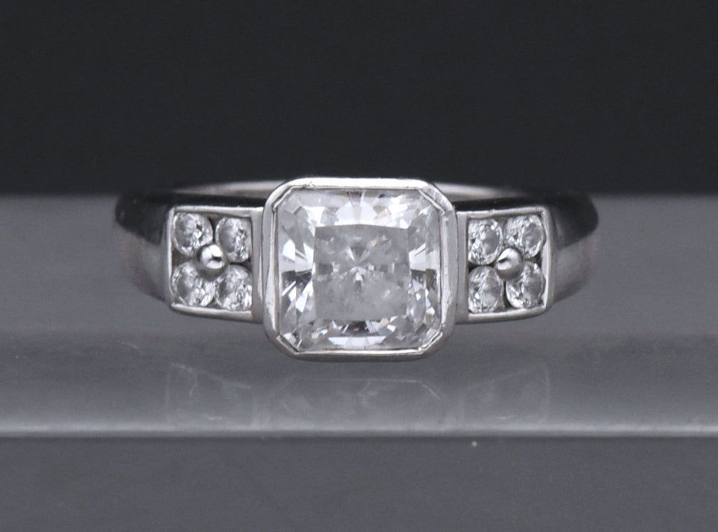 Diamonique - Sterling Silver Asscher Cut Cubic Zirconia Ring