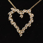 14K Gold Diamonique CZ Heart Pendant on 14K Gold Chain Necklace - 18"
